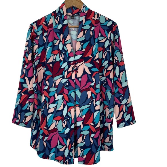 Cable & Gauge Leaf Pattern Multi Color Blouse XL - Picture 1 of 5